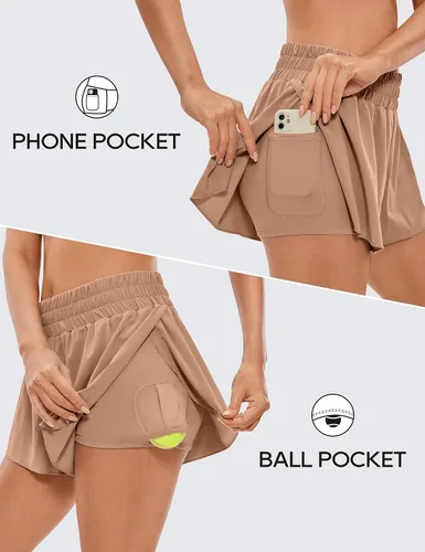 Miniatura 25 de CRZ YOGA Pantalones cortos de correr 2 en 1 para mujer, cintura alta, secado rápido, para atletismo, gimnasio, descanso, entrenamiento, lindas