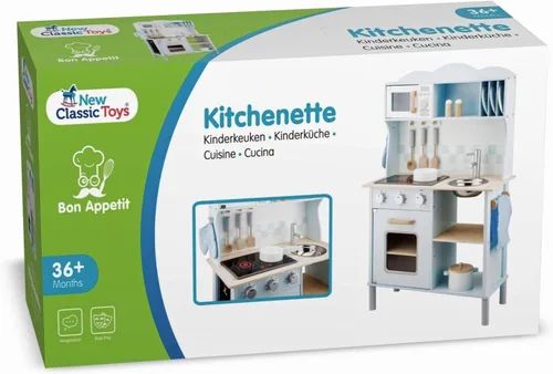 Miniatura 8 de Nuevos juguetes clásicos de madera azul juego de simulación cocina para niños con juego de roles Bon Appetit Cocina eléctrica incluidos Accesorios