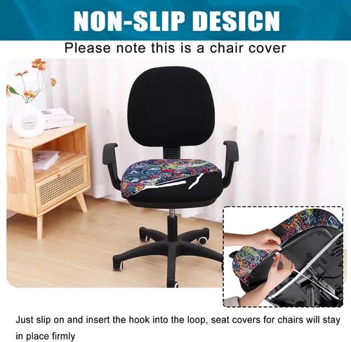 Miniatura 3 de Smiry - Fundas para silla de oficina y computadora con diseño impreso, ajuste elástico, universal, para escritorio, fundas para silla giratoria