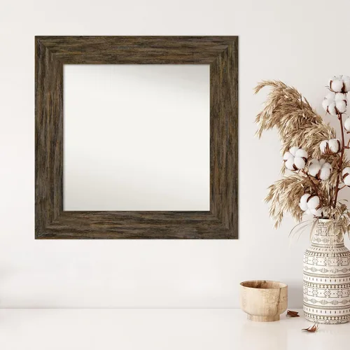 Miniatura 5 de Amanti Art Espejo personalizado, espejo de baño marrón Fencepost, espejo de pared o espejo de tocador de baño sobre el fregadero (27 x 27 pulgadas)