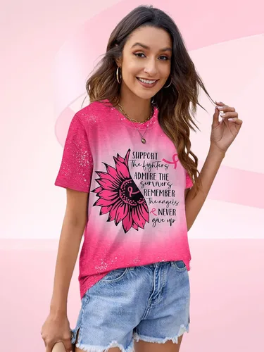 Miniatura 2 de Camisetas de cáncer de mama para mujer, camiseta de cinta rosa para concientización sobre el cáncer de mama, camiseta de apoyo al cáncer, camiseta