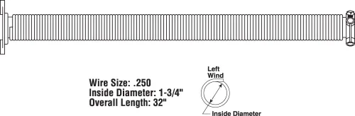 Miniatura 2 de Prime-Line GD 12231 - Muelle de torsión para puerta de garaje, 0.250 pulgadas x 1.75 pulgadas x 32 pulgadas, extremo pintado blanco, viento
