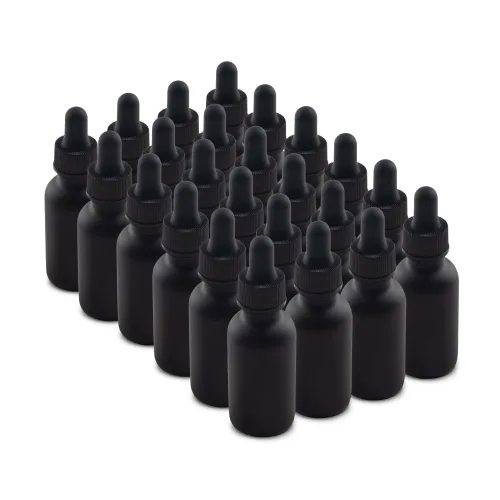 Miniatura 7 de The Bottle Depot - Paquete de 24 - Botella de vidrio de 1 oz con cuentagotas - Azul - Acabado de cuello 20-400 - Botellas redondas Boston