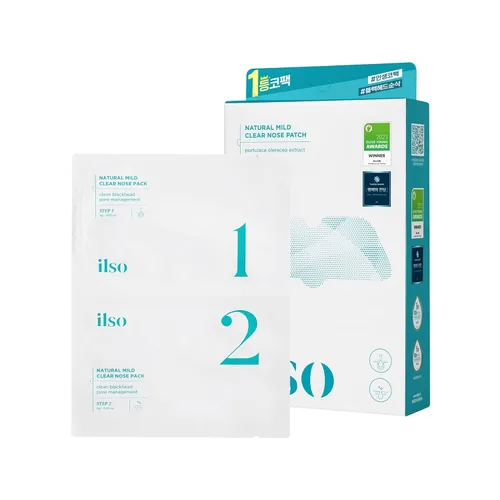 ilso Natural MILD - Parche transparente para nariz, removedor de puntos negros para nariz, poros y espinillas, cuidado de la piel facial, aprobado