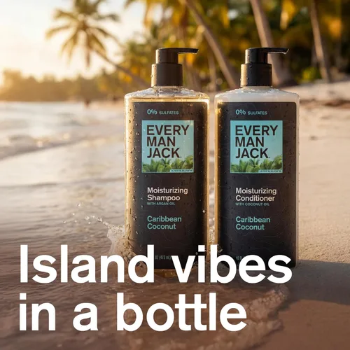 Miniatura 2 de Every Man Jack Juego de champú y acondicionador para hombre, coco caribeño, sin sulfatos, fabricado con ingredientes hidratantes alimentados por