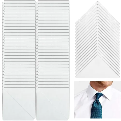 60 piezas de soporte de cuello para camisas de vestir y camisas polos de hombre, sin curvatura, borde antideformación, calcomanías de soporte de