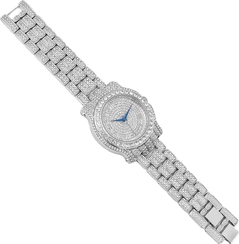 Miniatura 5 de Charles Raymond Bling-ed Out Ultimate Hip Hop Royalty Reloj para hombre con número romano de fácil lectura o indicadores de tiempo de diamantes
