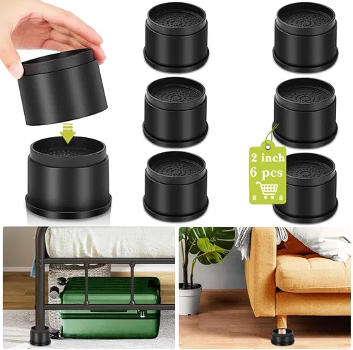 Miniatura 17 de Paquete de 12 elevadores de muebles de 1 pulgada, elevadores de cama ajustables resistentes para mesa, escritorio, sofá, silla, gabinete, marco