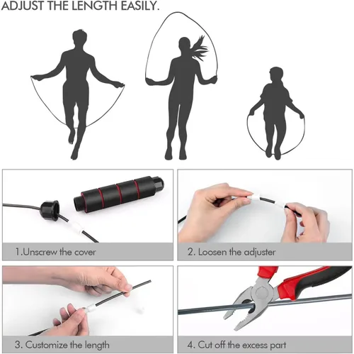 Miniatura 4 de Cuerda para saltar, cuerda de saltar ajustable, cuerda de saltar sin enredos con rodamientos de bolas rápidos, adecuada para hombres, mujeres