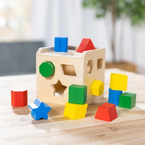 Miniatura 9 de Melissa & Doug Cubos de formas de Clasificación Clásico Juguete de Madera, Juguete de Desarrollo, Forma Fácil de Agarre, Construcción de Madera