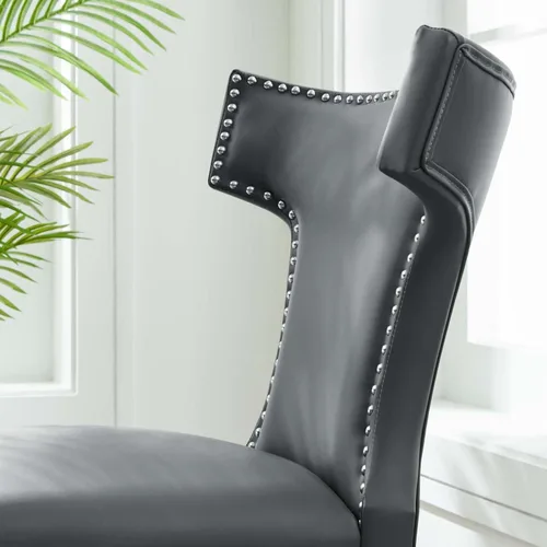 Miniatura 5 de Modway Silla de comedor de cuero vegano Curve en gris