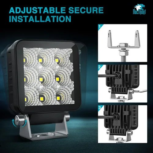 Miniatura 8 de Nilight Focos LED 2 PCS 3 Pulgadas 9LED Haz de Inundación Súper Delgados Cuadrados Luces de Conducción Lateral Offroad para Zanjas con EMC Integrado
