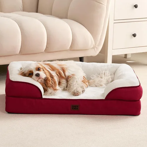 Miniatura 159 de EHEYCIGA – Cama ortopédica impermeable para perros pequeños, de espuma viscoelástica tipo caja de huevos, con bordes elevados y base antideslizante