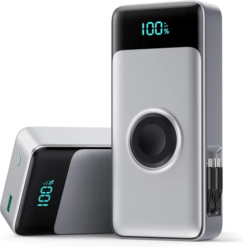 Miniatura 14 de Cargador portátil magnético 6 en 1 para iPhone con cables integrados, 10800 mAh 25 W PD cargador de energía de carga rápida, 6 salidas de pantalla