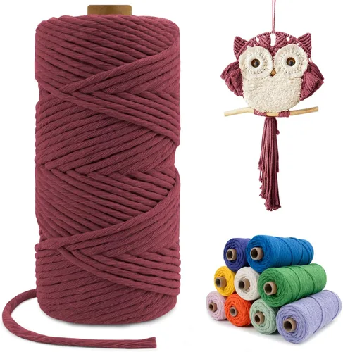 Miniatura 81 de Cuerda de macramé de una sola hebra de 0.197 in x 110 yardas, cuerda de macramé de algodón natural de 0.197 in, cuerda de algodón grueso para colgar