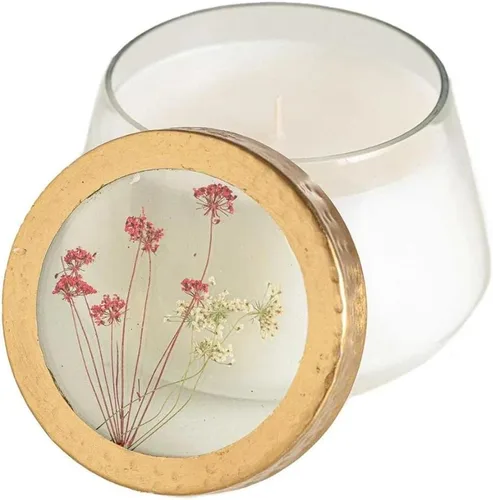 Rosy Rings Vela floral prensada, velas de aromaterapia, velas de lujo perfumadas de larga duración para decoración del hogar, regalos botánicos,