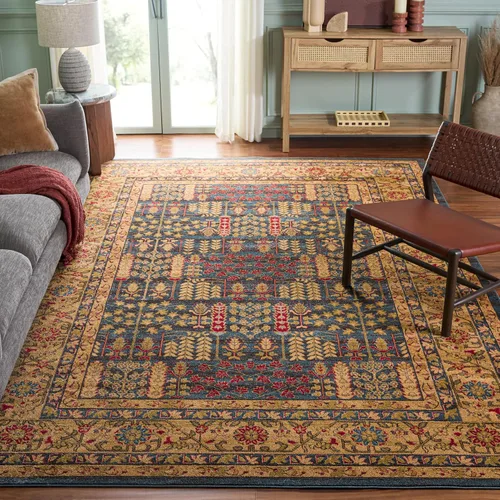 Miniatura 13 de SAFAVIEH Mahal Collection - Alfombra decorativa, 2.2 x 4 pies, azul marino y natural, diseño oriental tradicional, no desprende pelusa y de fácil