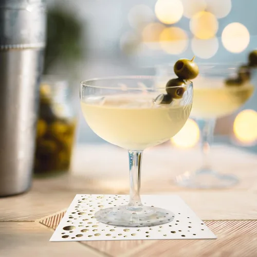Miniatura 4 de Elegantes servilletas de cóctel doradas, 100 servilletas desechables de fiesta, servilletas de postre doradas, 3 capas, servilletas blancas y Dorado