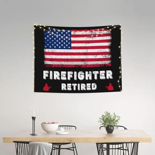 Miniatura 2 de Póster de tapiz de bandera retirada de bombero, 29 x 37 pulgadas, decoración del hogar, decoración para colgar en la pared, decoración de fondo