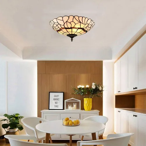 Miniatura 7 de RUNNUP - Lámpara de techo de cristal Tiffany, estilo retro, para iluminación de techo, instalación fija, atractiva decoración para cocina