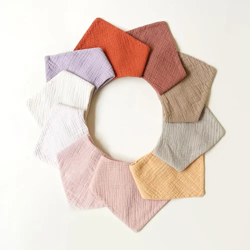 Miniatura 7 de Konssy Baberos de muselina para bebé, paquete de 10 baberos bandana para bebé, 100% algodón, unisex para niños y niñas Rosa