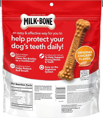 Miniatura 8 de Milk-Bone Original Masticables para Cepillar, 35 Golosinas Dentales Diarias para Perros de Tamaño Pequeño/Mediano, Acción de Frotamiento Ayuda a