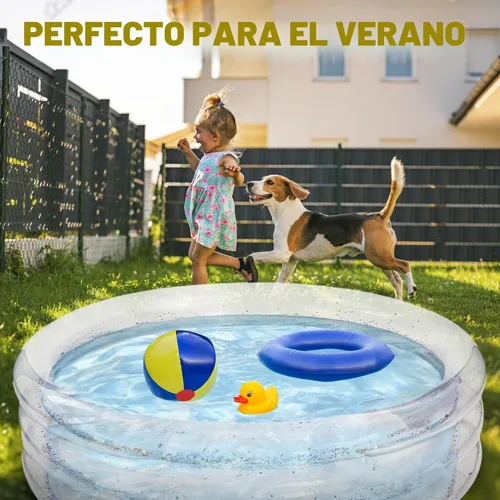 Miniatura 6 de ArtCreativity Piscina inflable brillante para niños de 34 x 10 pulgadas, 3 niveles, piscina inflable transparente con purpurina plateada, fácil
