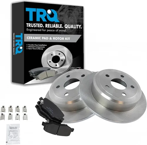 Miniatura 126 de TRQ Kit de rotor de freno trasero y pastillas de cerámica Posi premium compatible con camioneta Chevy GMC