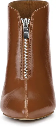Miniatura 3 de Allegra K Botines de tacón grueso con cremallera frontal y puntera puntiaguda para mujer