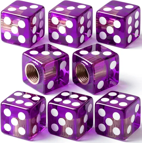 Miniatura 39 de 4 piezas tapones de válvula de neumático en forma de dados, cubiertas universales de válvula de neumático a prueba de polvo con núcleo de cobre