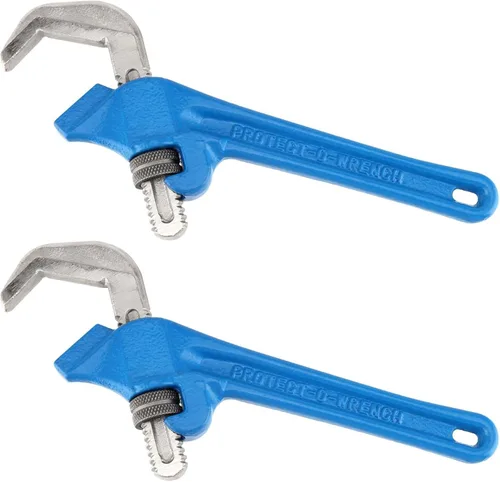 SEUNMUK 2 llaves hexagonales de 9-1/2 pulgadas, llave de tubo desplazada, llave de tubo de extremo de acero, llave de fontanería ajustable, Azul