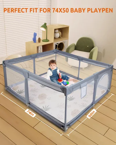 Miniatura 7 de Tapete de espuma gruesa de 74 x 50 pulgadas, 1 pulgada más gruesa e impermeable, tapete de juego para niños pequeños y bebés, tapete de juego grande