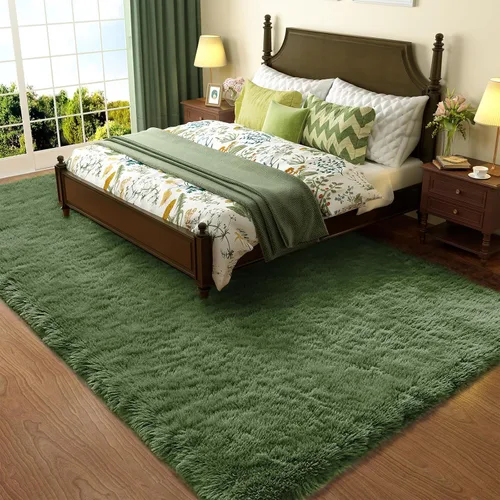 Miniatura 123 de Ophanie Alfombra Verde de Césped, Alfombras de Área para Dormitorio, Alfombra Shag Esponjosa de 4x6 pies, Suave Peluda Afelpada Linda para Niños 7
