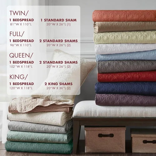 Miniatura 5 de Madison Park Quebec Juego de ropa de cama tamaño queen, color rojo, damasco, 3 piezas, fundas de colcha de microfibra ultra suave, colcha acolchada