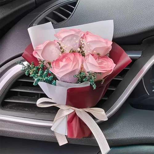 Miniatura 6 de Ramo de flores para coche, ambientador, clips de ventilación, mini ramo de flores secas para decoración del coche y del hogar, clip de ventilación