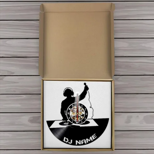 Miniatura 5 de Reloj de pared de disco de vinilo hecho a mano con nombre de DJ personalizado, disco de vinilo, reloj de pared, tocadiscos de DJ, sombras, relojes