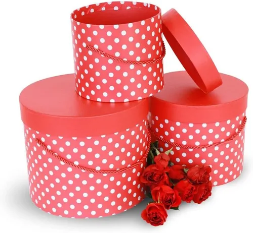 Miniatura 8 de UNIKPACKAGING Caja de flores redonda de alta calidad, cajas de regalo para arreglos florales y de regalo, juego de 3 piezas (lavanda)