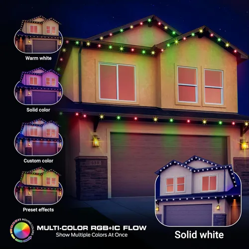 Miniatura 3 de Luces exteriores permanentes inteligentes Monster, 50 pies, 36 luces LED para aleros, RGB+IC+WW, resistentes al clima y al agua, control por