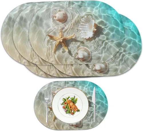 Miniatura 48 de Pumpkin Placemats Oval Placemats Set of 2 Black Cat Table Mats for Dining Tables Washable Heat Resistant Place Mats for Holiday Party Use 12X18 Inch