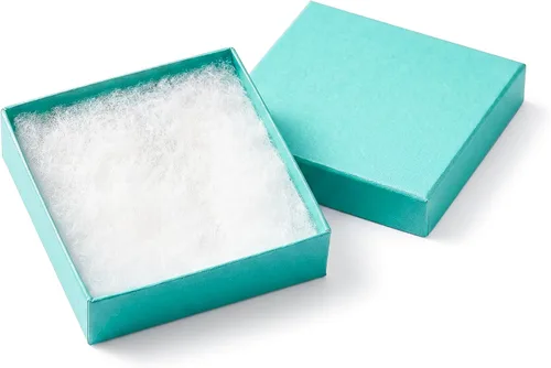TheDisplayGuys - Paquete de 100 cajas de cartón rellenas de algodón #33 para joyería, color verde azulado (3.5 x 3.5 x 1.0 pulgadas), para envío o
