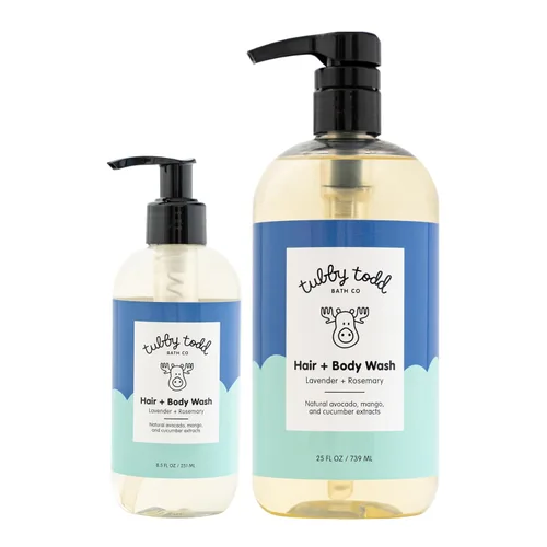 TUBBY TODD Gel de baño y cabello - Champú para bebés y gel de baño - Suave y natural bebé era para recién nacidos, bebés y niños pequeños - No