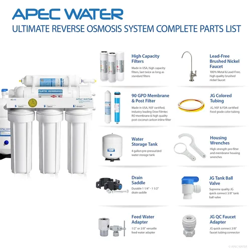 Miniatura 8 de APEC Water SystemsUltimate RO-HI TOP TIER TIER CERTIFICADO SUPRETE CERTIFICADO SISTEMA DE FILTRO DE AGUA BEBIDA DE LA OSMOSIS OSMOSIS INVERCIAL DE