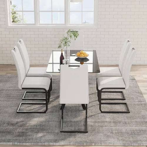 Miniatura 31 de Mesa de comedor de 5 piezas de 47 pulgadas con 4 sillas de piel sintética, juego de mesa de comedor moderno para 4, mesa de cocina rectangular