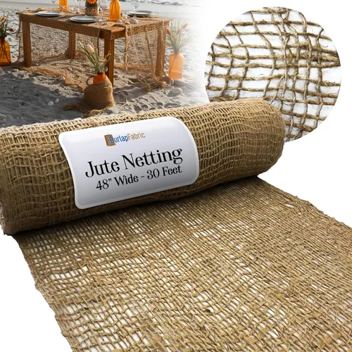 Miniatura 11 de Malla de yute natural de arpillera: tela de malla biodegradable de 48 pulgadas de ancho para control de erosión, retención de mantillo, paisajismo