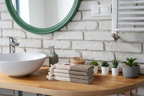 Miniatura 9 de Gold CASE - Juego de 4 Toallas de Mano Turcas para Baño, 20 x 40 pulgadas, Toallas de Baño 100% Algodón, Toalla Pequeña de Cocina Aphrodite