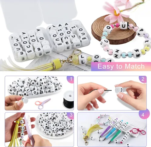 Miniatura 5 de Cuentas de silicona de corazón cuadrado blanco de 0.472 pulgadas, 20 cuentas de silicona con números de corazón para hacer llaveros, ideal