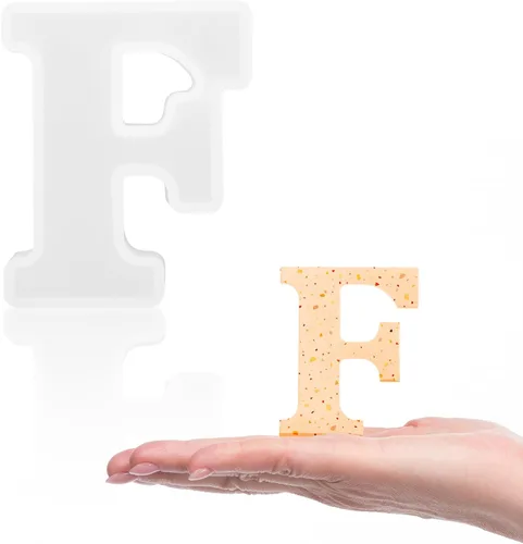 Miniatura 24 de Gartful Moldes de letras de resina, molde de resina epoxi del alfabeto mayúscula B, moldes de silicona 3D gruesos para hacer letras, arte