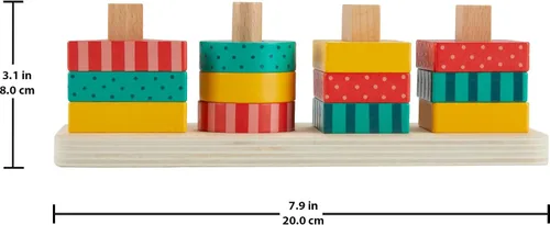 Miniatura 6 de Fisher-Price Juguete Apilador de Formas de Madera para Niños Pequeños, Actividad de Clasificación de Madera de 13 Piezas para Juego de Motricidad
