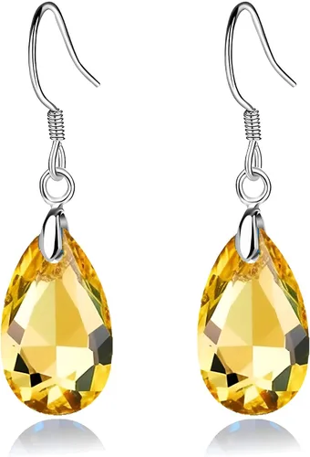 Miniatura 55 de Aretes colgantes de cristal austriaco con forma de lágrima para mujer, joyería hipoalergénica de plata de ley 925