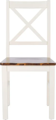 Safavieh Home Collection Akash - Silla de comedor de 18 pulgadas con respaldo en X blanco y natural (juego de 2)